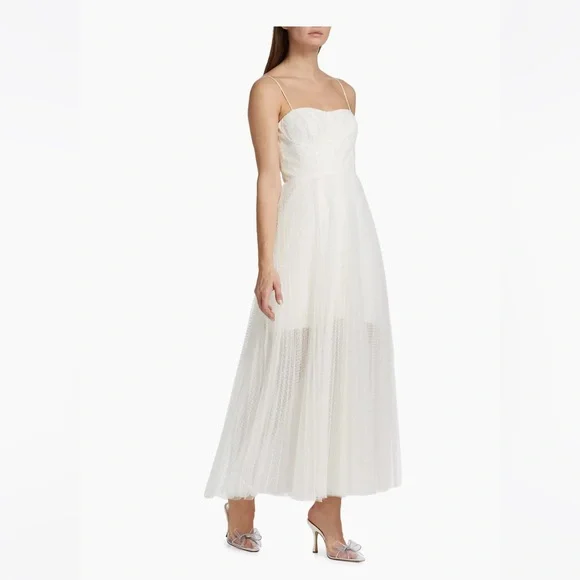 ML Monique Lhuillier Pleated Tulle Midi-Dress - Picture 3 of 7